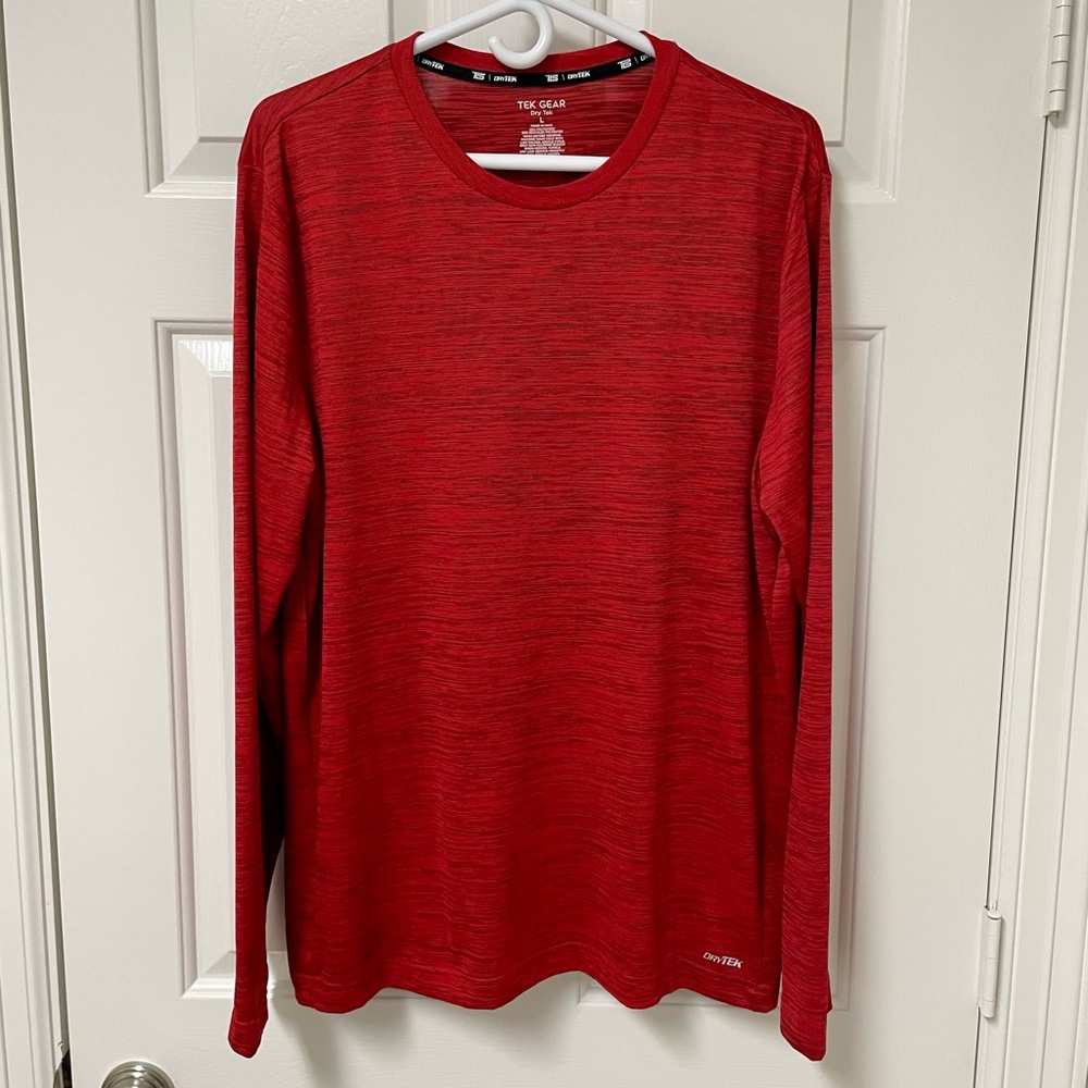 Tek Gear Dry Tek Heather Red Long Sleeve Shirt